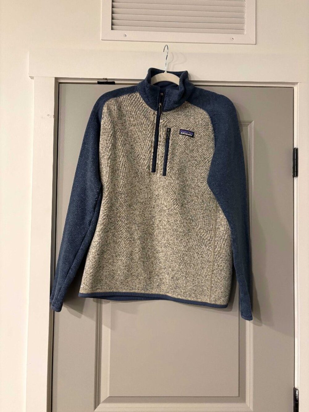 Patagonia Better Sweater 1/4 Zip Pullover Mens M Navy Birch Grey Marled Fleece